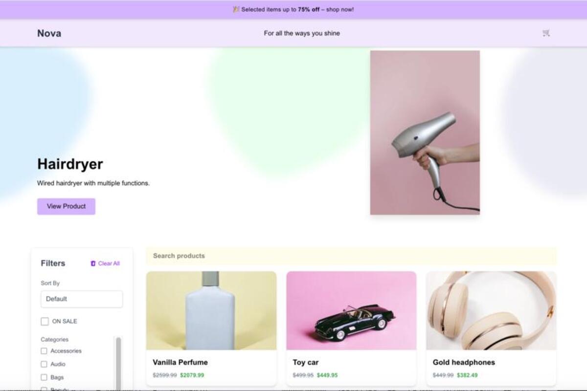 Nova eCommerce Hero Image